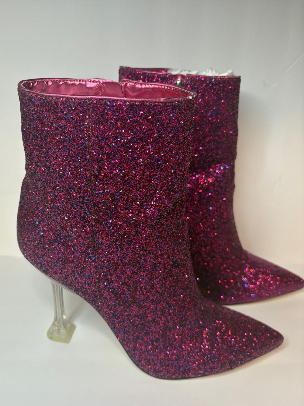 PreOwned Nine West Tonight Dress Glitter Booties Size 9.5 M Magenta